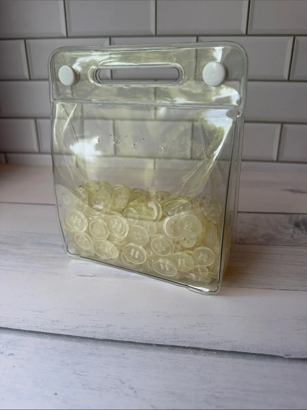 Assorted Clear Craft & Sewing Buttons | Clear Button Lot in Storage Pouch
